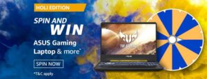Amazon Spin and Win Holi Edition Quiz Answer Asus Laptop