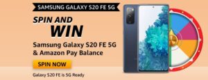 Amazon Spin and Win Samsung Galaxy S20 FE 5G Quiz Answer
