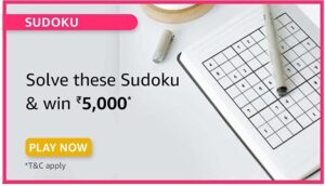 Amazon Funzone Sudoku Quiz Answers Win Rs. 5,000 Pay Balance (5 Winners)