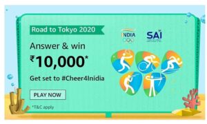 Amazon Road to Tokyo Quiz Answers Win Rs. 10,000 Pay Balance (5 Winners)