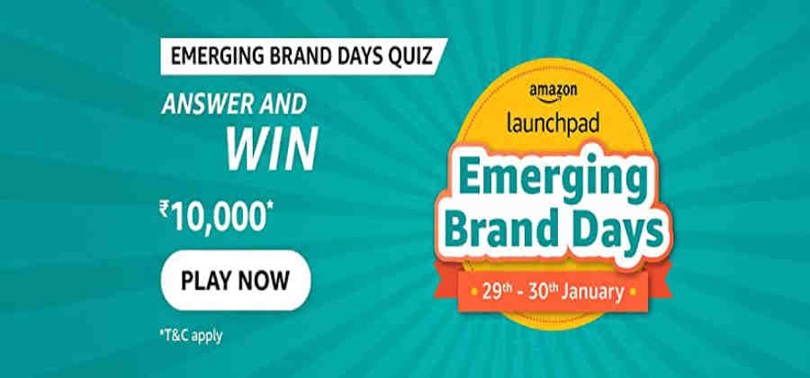 Amazon Emerging Brand Days Quiz Answers Win Rs. 10,000 Pay Balance (10 Winners)