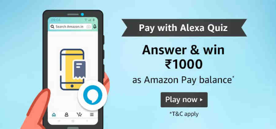 Amazon Pay with Alexa Quiz Answers Win Rs. 1,000 Pay Balance (10 Winners)